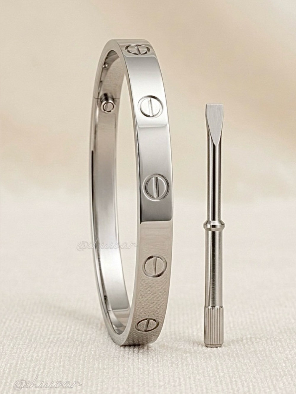 New Silver Screw Motif Bangle Bracelet with Screwdriver Unisex Luxury Style